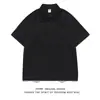 Polo pesado de estilo japonés para hombre, camiseta informal de manga corta con solapa de color sólido, estilo japonés, novedad de verano de 2024