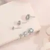 Pendientes Pequeños de Plata de Ley s925 Super Brillantes Completamente Incrustados con Circonita Diamante Pendientes de Moda Versátiles para el Trabajo Tendencia Pendientes de Alto Nivel Pendientes