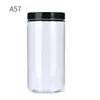 Frasco de plástico alimentario de fábrica transparente té perfumado fruta seca caramelo sellado botella de plástico PET de boca ancha cubo de plástico para galletas