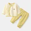 Traje para Bebé Recién Nacido de Algodón Puro Ropa de Primavera y Otoño Conjunto de Dos Piezas Ropa Interior Dividida para Bebé Traje de Monje de Otoño para Recién Nacido