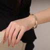 Pulsera de plata con forma de pie de plata 999.9 con diseño de tesoro de oro, con método antiguo de arenado, para mujer, joyería literaria vintage.