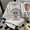 Camiseta de Manga Corta Versátil Holgada Estilo Retro Americano Nicho para el Trayecto de Verano Unisex Estilo Pareja Ins Tendencia Casual