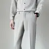 Calça comprida masculina estilo coreano fina solta calça de terno pequena estilo Hong Kong calça casual ins caimento perna reta calça de terno versátil calça comprida