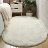 Alfombra de mesita de noche de lujo ligero para dormitorio, Felpudo simple ovalado para sala de estar, Alfombra antideslizante de pelo largo teñida anudada para balcón y mirador, Decoración suave