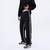Calça Jeans Masculina Tingida por Spray na Moda High Street Wide-Leg Calça Dad Retrô Caimento Solto Perna Reta Calças Compridas até o Chão