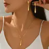Conjunto de Colar Feminino Estilo Europeu e Americano Mais Vendido na Amazon Transfronteiriça Design Geométrico Gota de Água Brincos Versáteis Joias de Nicho