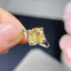 Anillo redondo facetado de citrino natural plata s825 incrustado temperamento clásico elegante transfronterizo tremolo venta caliente