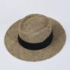 Chapéu-coco Retrô com Fita Preta Oca, Topo Côncavo, Topo Plano, Chapéu de Sol de Aba Larga para Praia, Protetor Solar