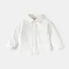 Camisas de Manga Comprida para Meninos, Novo Estilo Primavera 2026, Camisas Lisas para Crianças, Jaquetas de Roupa para Bebês e Crianças Primavera e Outono, Peça Única Dropshipping