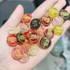 18*18mm Placa Redonda Ouro Rosa Vidro Retrô Acessórios para Joias DIY Pingente de Mão Material de Corda com Contas
