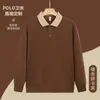 Sudadera Polo de Manga Larga con Bloques de Color Estilo Old Money Vintage para Hombre, Corte Holgado, Top Casual de Marca de Moda, Ropa de Trabajo de Tienda