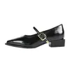 Zapatos de Salón de Cuero de Tacón Grueso, con Correa Única, Estilo Mary Jane, Exportación Transfronteriza Europea y Americana, Nuevo Estilo