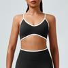 Amazon Ropa de Yoga Sin Costuras Color Nude Sujetador Deportivo Cruzado Ajustable de Alta Elasticidad Top Deportivo para Gimnasio Yoga