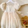 Vestido de niña Vestido de princesa manga abullonada verano estilo occidental vestido con lentejuelas vestido de gasa manga abullonada falda infantil