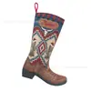 Calcetines de Navidad estampados estilo bota de vaquero occidental, decoraciones colgantes navideñas transfronterizas, patrones decorativos, personalización de nombre