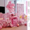 Decoración de Habitación de Boda Bata Rosa Tul Área de Fotos Pared de Fondo Señal Doble Felicidad Tablero Kt Corbata de Moño Atmósfera Novia
