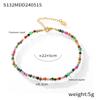 Pulseira de Tornozelo Japonesa e Coreana de Cor Pedra Natural Feita à Mão com Miçangas para Mulheres Temperamento Personalizada Simples Aço Titânio Banhado Cor Ouro 18K Corrente de Pé