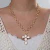 Colar Feminino Ajustável de Liga Estilo Étnico Retrô Pingente Redondo Cruz Contas de Pérola Acrílico