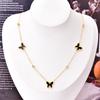 Collar de tres mariposas estilo coreano blanco y negro verde con luz de diamante, lujo nicho, temperamento, todo lo combina, acero inoxidable, directo de fábrica, lote