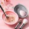 Set de Limpieza de Brochas de Maquillaje de Tres Piezas, Esponja de Belleza, Tazón de Silicona para Limpiar, Bolsa de Malla para Secar Maquillaje, Herramientas de Belleza al por Mayor