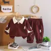 Conjunto de Primavera y Otoño para Niños Camisa Polo de Algodón de Manga Larga Conjunto de Dos Piezas Pantalones Casuales Elegantes para Bebé Moda Infantil Ropa de Moda