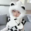 Gorro con Bufanda Integrada de Dibujos Animados para Niños, Protección para los Oídos, para Niños y Niñas, Felpa Gruesa Caliente, Cortavientos, Peluche, Gorro para Bebé
