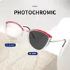 Óculos de Armação com Haste de Mola Novo Estilo Transfronteiriços, Óculos da Moda em Bloqueio de Cores Tr90 com Anti-Luz Azul, Óculos Fotocromáticos Sem Grau para Mulheres