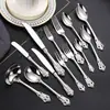 Juego de Cubiertos de Acero Inoxidable: Cuchillo, Tenedor, Cuchara, Cuchillo de Bistec de Lujo de Alta Gama Estilo Occidental, Cuchara de Postre Estilo Palacio 304, Cucharita de Café
