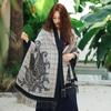 Xale Externo de Imitação de Caxemira com Estampa Xadrez para Mulheres Estilo K Outono e Inverno Novo Cachecol Quente Flor de Castanha Pied-de-poule Cachecol Longo