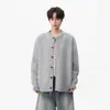 Cárdigan retro casual de botones con bloques de color para hombres y mujeres, chaqueta de punto de mezcla de lana de moda otoñal estilo old money
