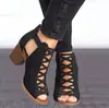 Sandalias de Tira Cruzada de Talla Grande para Verano y Otoño 2020, Sandalias Ligeras de Tira en el Tobillo con Tacón Grueso para Mujer
