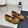 Zapatos Mary Jane planos vintage de gamuza estilo francés para mujer, nuevo modelo otoño 2026, corte bajo, punta en forma de mango, estampado de leopardo, zapatos de vestir cómodos