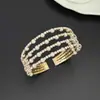 Amazon Comercio Exterior Pulsera Multicapa de Pedrería y Perlas Transfronteriza Nueva Abierta Elástica Pulsera Totalmente de Pedrería Lujo Ligero para Mujer B064