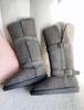 Botas de Neve Integradas de Pele de Ovelha com Solado Grosso para Outono e Inverno para Mulheres, com Fivela de Cinto, Botas de Equitação de Uso Duplo, Cano Médio, Sapatos Femininos Quentes e Antiderrapantes