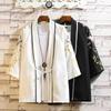Estilo chinês Guindaste Masculino Bordado Sete Pontos Manga Top Moda Masculina Cardigan Fino Hanfu Jaqueta Masculina Atacado