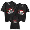 Camiseta de manga corta para padres Año Nuevo 2025 decoración familiar familia de tres o cuatro cabeza de ciervo navideña ropa para evento del Día de Año Nuevo