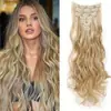 Extensiones de cabello con ondas grandes europeas y americanas para mujer, 16 clips, juego de 7 piezas, extensiones de cabello largo y rizado