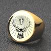 Anillo de Acero Inoxidable Grabado con Láser Transfronterizo Europeo y Americano, Cruz Redonda, Alce, Anillo Navideño de 22 mm, Joyería para Mujer