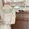 Conjunto de Chaleco y Falda Corta para Niñas, Estilo Coreano Verano Nuevo Top sin Mangas y Pantalones Cortos tipo Workwear Conjunto de Dos Piezas, Elegante