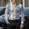 2026 Nueva Camisa de Manga Larga a Rayas para Hombre Moda Casual de Negocios Corte Delgado Cuello Camisa Hombres al por Mayor