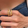 Anillo de Diamante Forma de Hoja de Plátano Artesanía Cepillada Italiana Lujo Ligero Estilo Retro de Corte Alto Anillo de Dedo Noble
