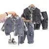 Conjunto de Ropa de Primavera para Niños 2026 Nuevo Elegante Ropa Infantil Moderna Chaleco de Mezclilla para Primavera y Otoño Conjunto de Tres Piezas Moda al por Mayor