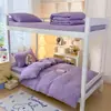 Juego de ropa de cama de cuatro piezas de algodón lavado, estilo nórdico simple con bordes festoneados, funda de edredón y sábana bajera, juego de tres piezas para dormitorios de estudiantes, adecuado para todas las estaciones
