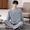 2026 nuevos pijamas 100% algodón puro para hombre, de manga larga, a cuadros, se pueden usar afuera, primavera y otoño, conjunto de ropa de casa de alta gama