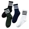 Meias Esportivas de Cano Médio Cintura Alta Meias de Algodão Meias-Calças Meias Listradas Masculinas Roupa da Moda para Celebridades da Internet Primavera e Verão