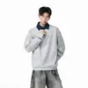 Moletom com Capuz Meio Zíper Falso de Duas Peças com Gola Camisa para Primavera/Outono 2026 para Homens e Mulheres Peso Pesado Gola Lapela Manga Longa Tendência Roupa Masculina Toque de Luxo