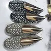 Bailarinas de cuero genuino tachonadas estilo francés de alta gama para mujer, suela blanda, estilo 'old money'