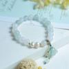 Pulsera Tianshan Cui al por mayor Xinjiang Natural Tianshan Cui Pulsera Festival de Bambú Pulsera Garra de Gato Tianshan Cui Cuentas Redondas Engaste a Mano