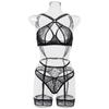 Conjunto de Lencería Moldeadora de Dos Piezas con Encaje Negro Sexy con Aros Push-Up para Mujer