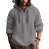 Nova Camisa com Capuz de Algodão e Linho Estilo Transfronteiriço de Verão para Homens, Top Casual Tendência Solto e Respirável de Manga Longa Meio Aberto